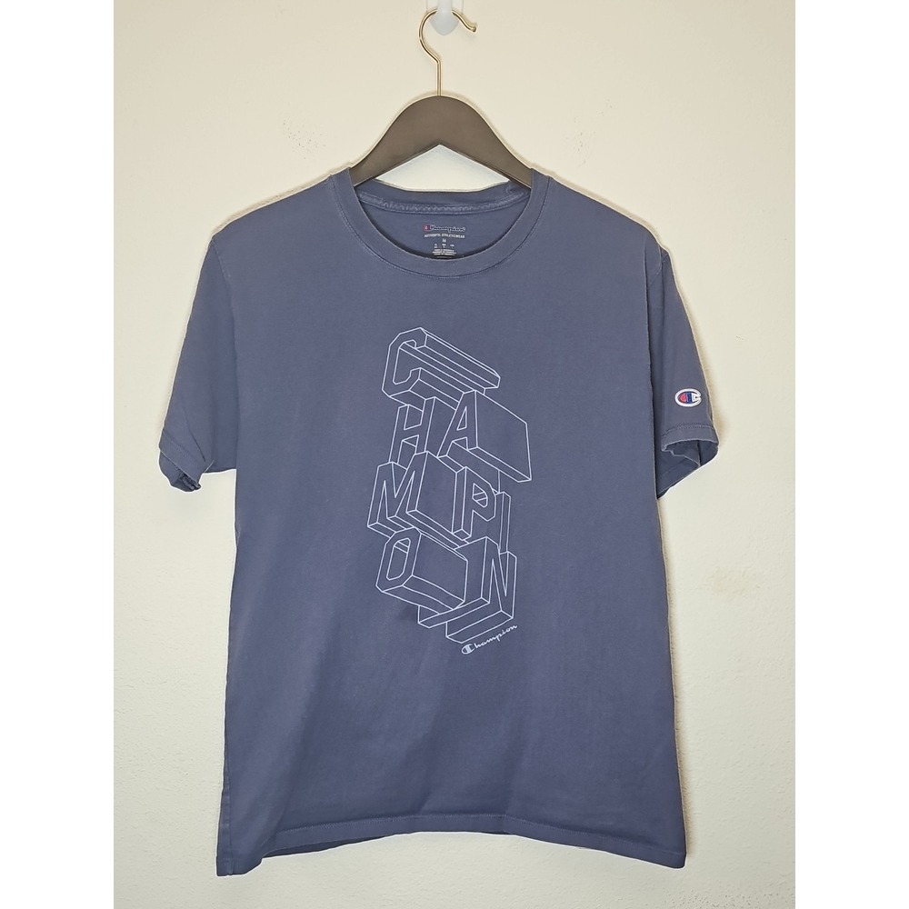 Champion Shirt‎ Mens Blue Geometric Logo Graphic Size M